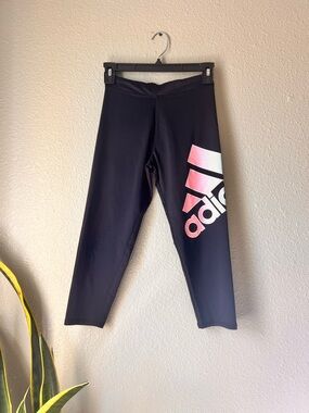 adidas Black Leggings with Pink Gradient Logo